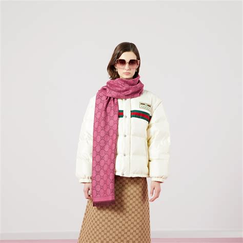 Magenta GG Jacquard Pattern Knitted Scarf